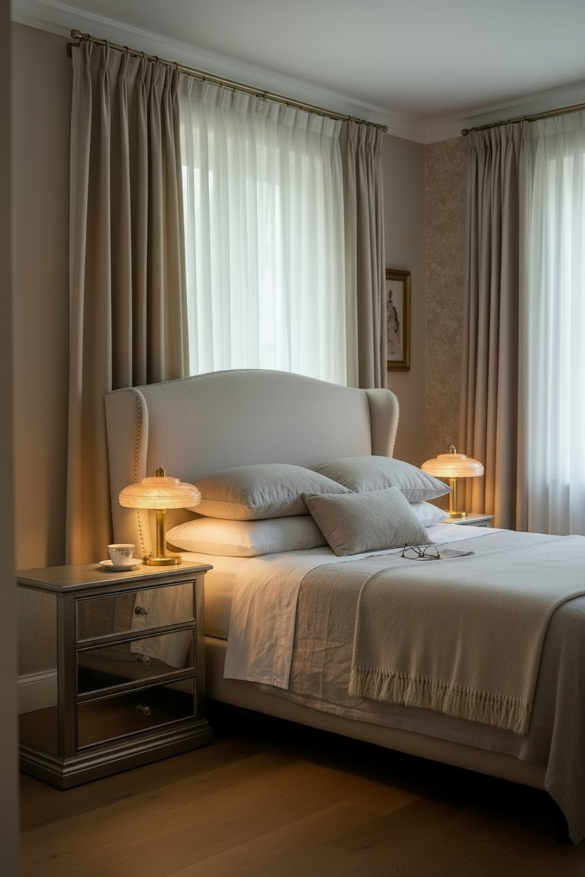 Pair of mushroom bedside lamps, pink Clichy glass.