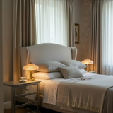 Pair of mushroom bedside lamps, pink Clichy glass.