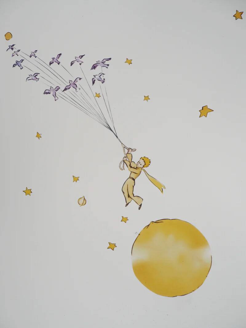 Antoine de Saint-Exupéry : Le Petit Prince en route vers les étoiles, lithographie