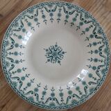 Lot of 4 hollow plates in opaque porcelain from Gien Iron Land model "Florentin" green