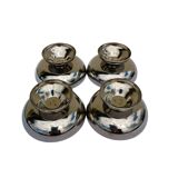 Set of 4 ice cream cups, stainless steel, dessert cups on foot with tray