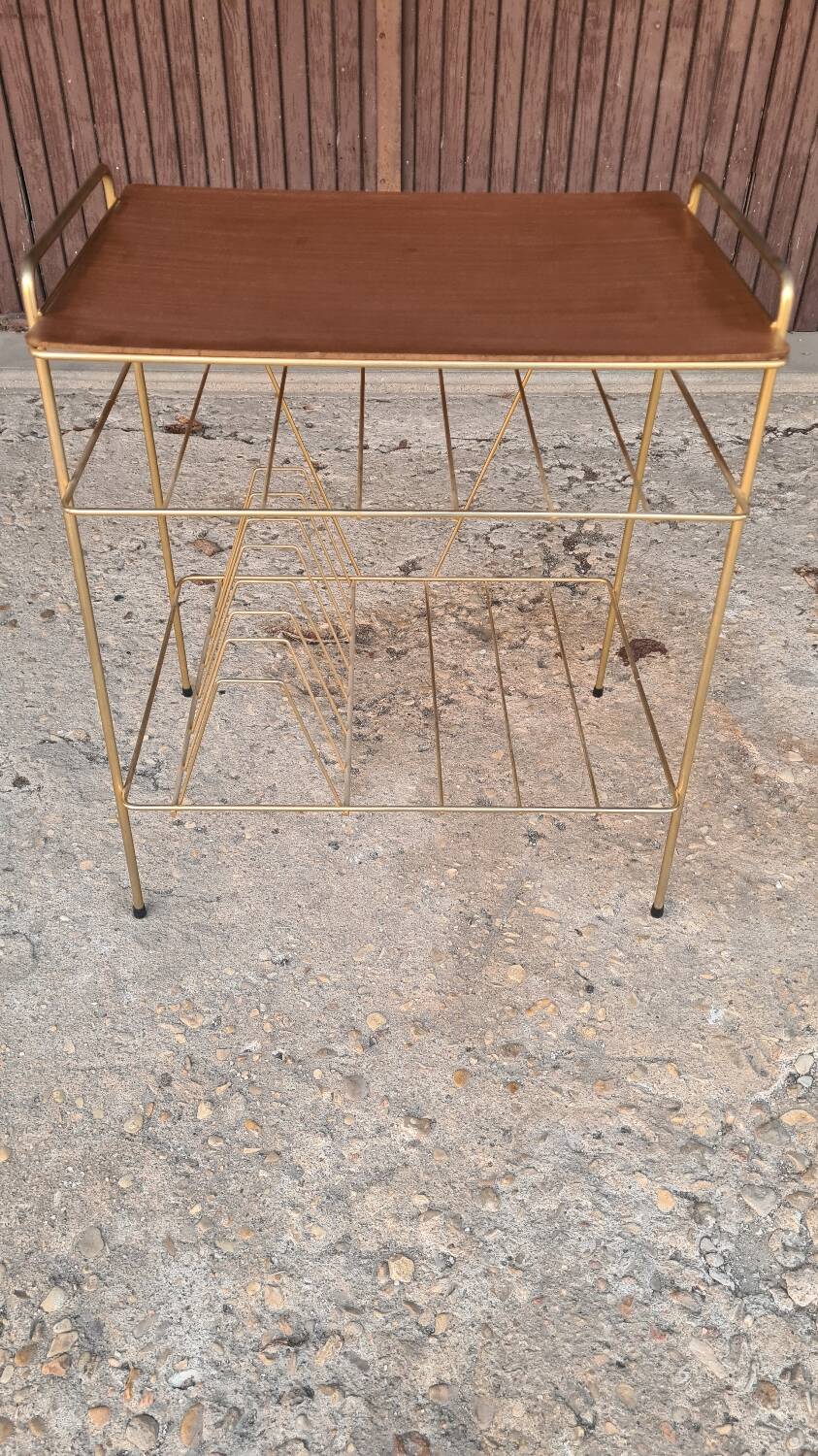 Vinyl storage side table