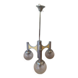 Lustre vintage 3 feux chromé globes verre