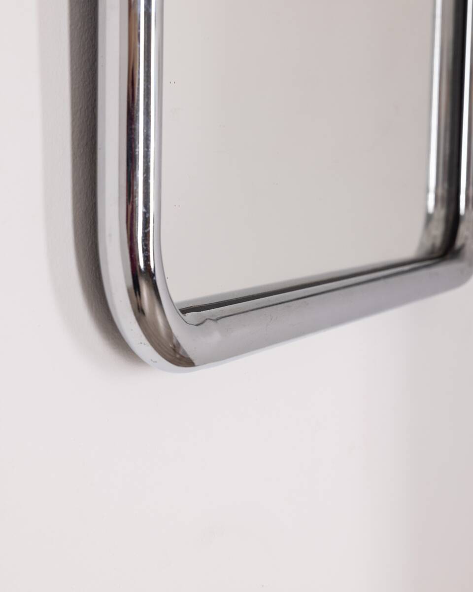 Vintage 60's wall mirror in chrome metal italian design