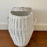 White wicker laundry basket