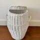 White wicker laundry basket