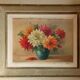 Oil on canvas vase with dalhias framed