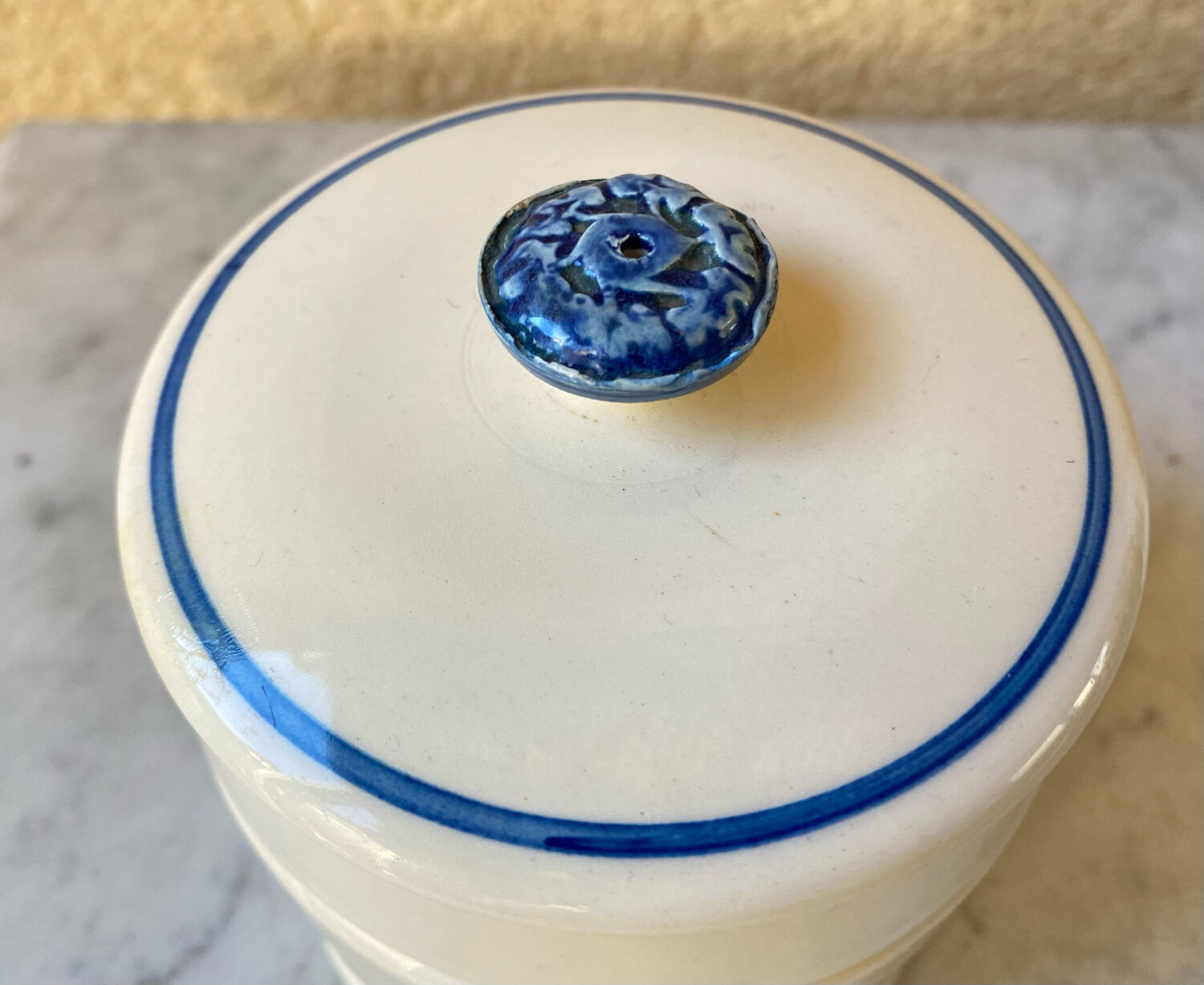 Pot ceramic bomb box Sarreguemines model Ribeauville vintage 60/70s