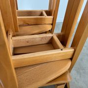4 old French design solid elm chairs from the 70s vintage