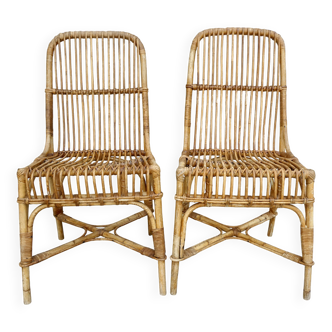 Paire de chaises en rotin années 60