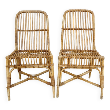 Paire de chaises en rotin années 60