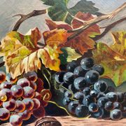 Tableau 1909 "Nature morte aux noix et raisins" Monogramme et cadre