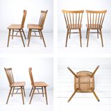 Lot de 2 chaises vintage Mid-Century à barreaux en bois design danois rétro