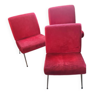 Trio de fauteuils vintage édition pelfran année 1960