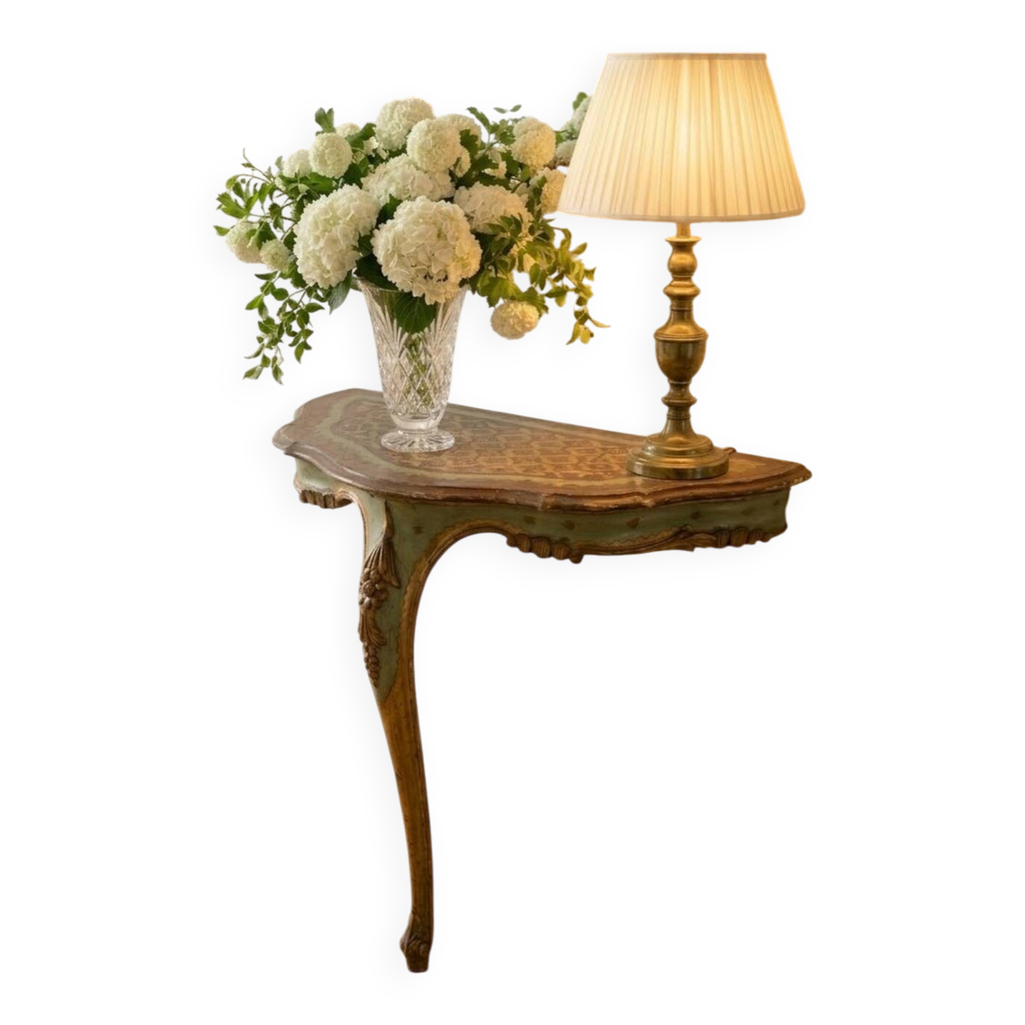 Console d’applique de style vénitien en bois peint et doré