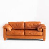Three-seater sofa in cognac-colored leather produced by De Sede. Model DS-17/123, Switzerland, 2000s