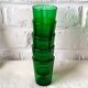 5 glasses 15 cl Retro emerald green tempered glass France
