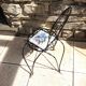 Plant holder "chair" in wrought iron and earthenware / vintage 60s-70s