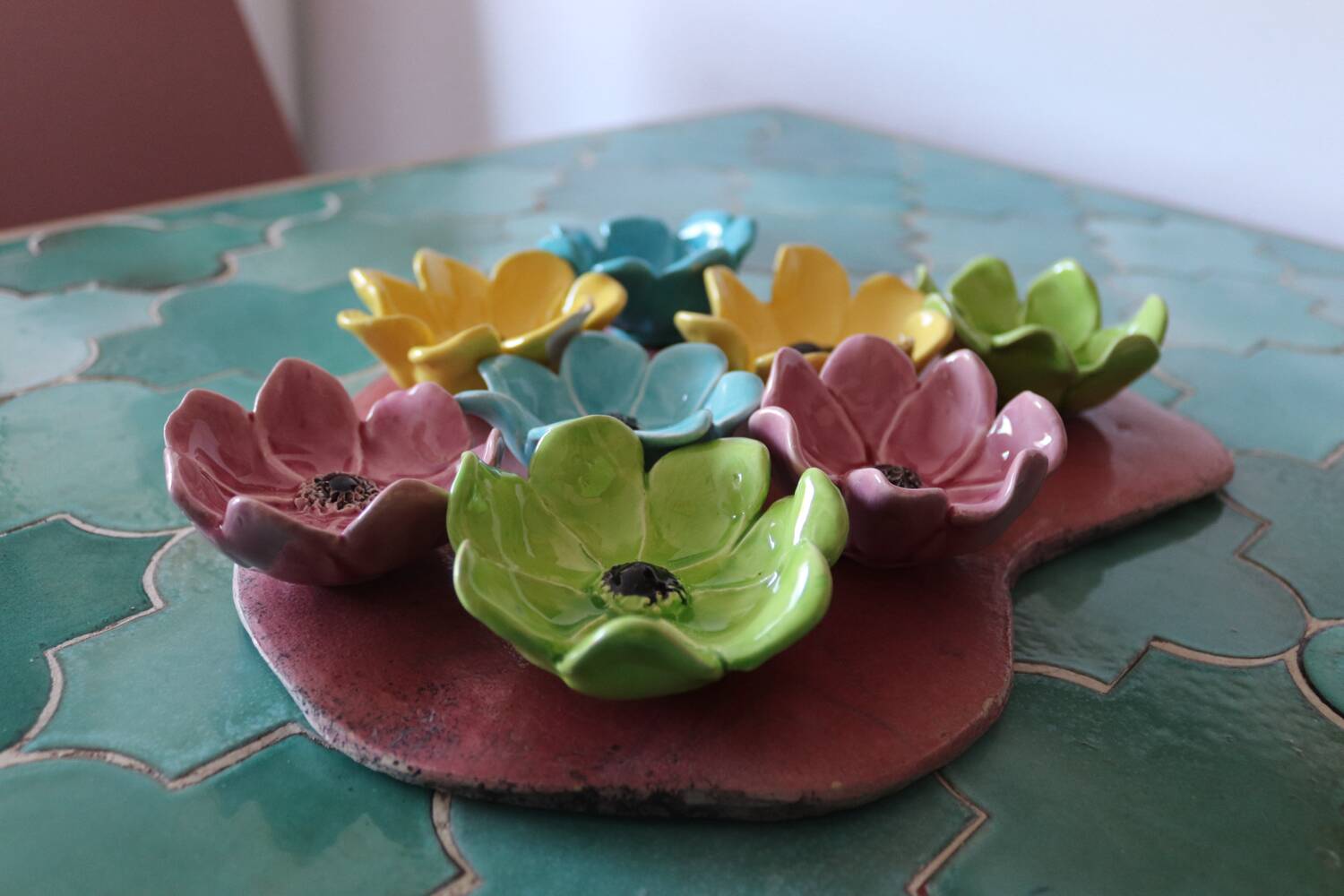 Set of 10 floral ceramic bowls, Bagnoles de l'Orne – years