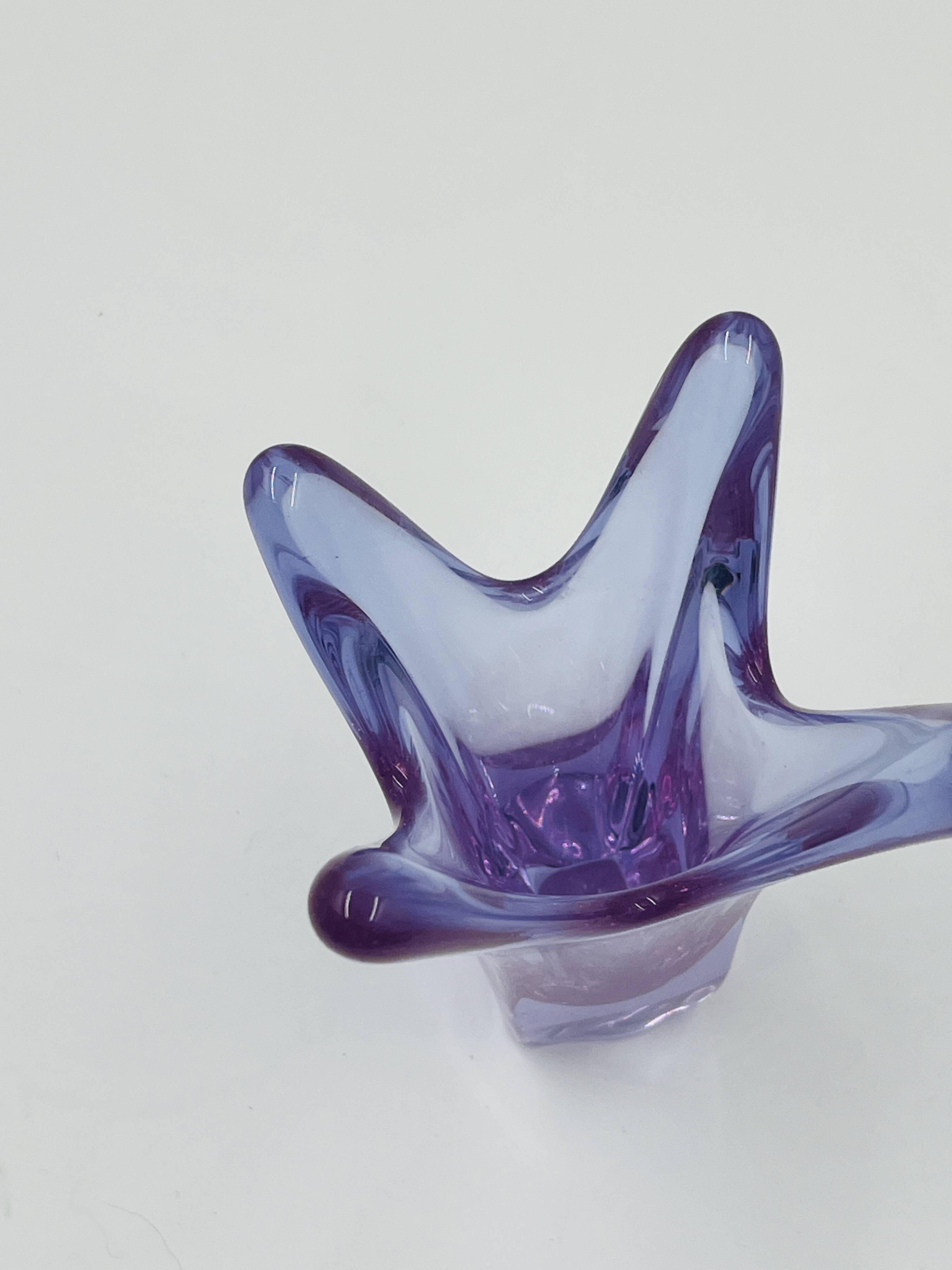 Vintage Murano Crystal Finger Vase Purple