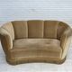 1960s, Danish "Banana" 2-seater sofa, green furniture velour, oak wood.