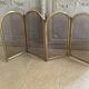 Vintage brass fireplace screen, folding spark guard with 4 panels,