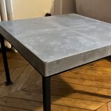 Gray square table in cement and metal by Julie Prisca