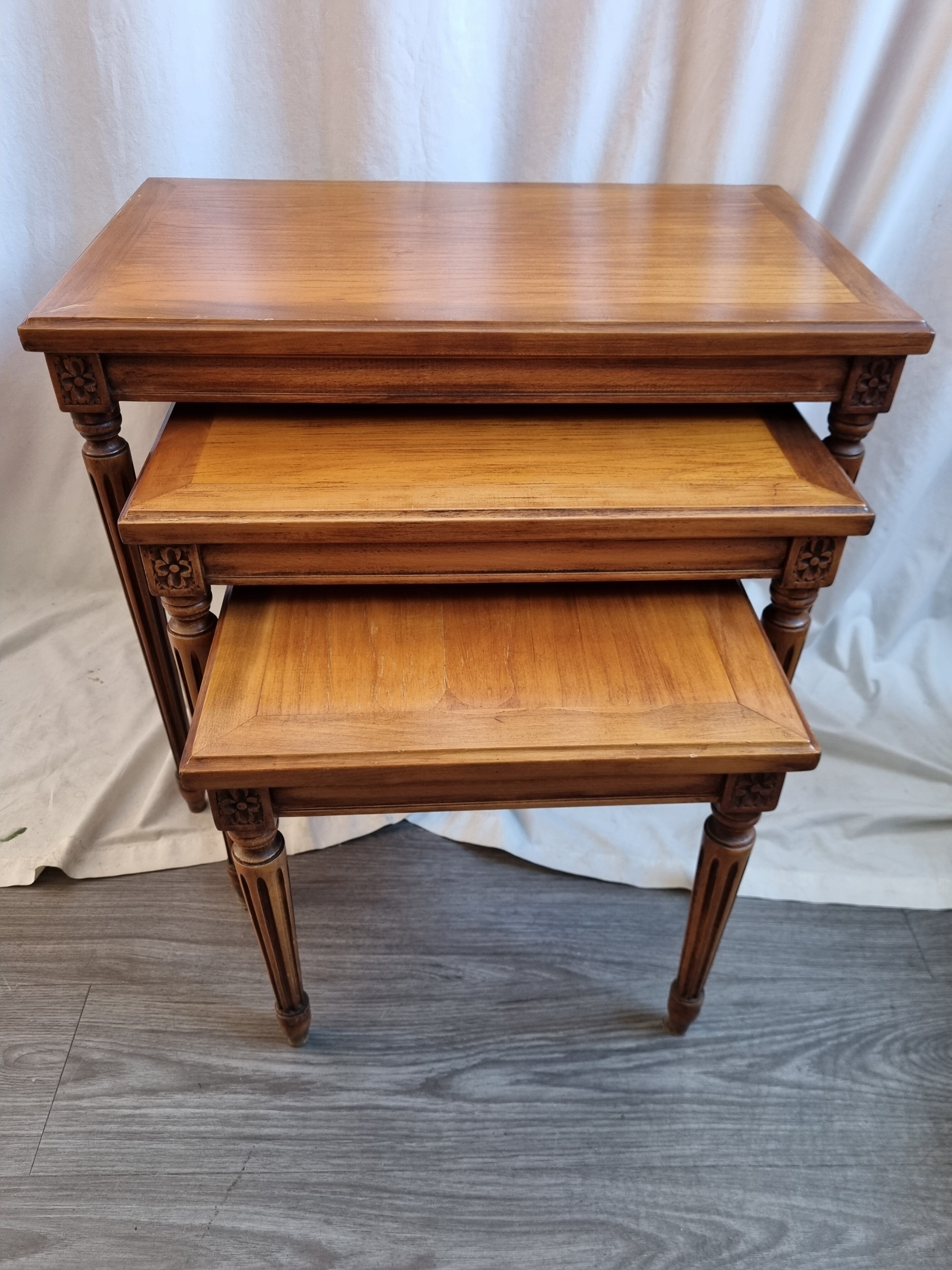 3 cherry trundle tables from 1980