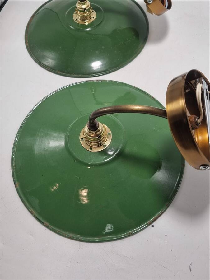 Pair of enameled sheet metal wall lights