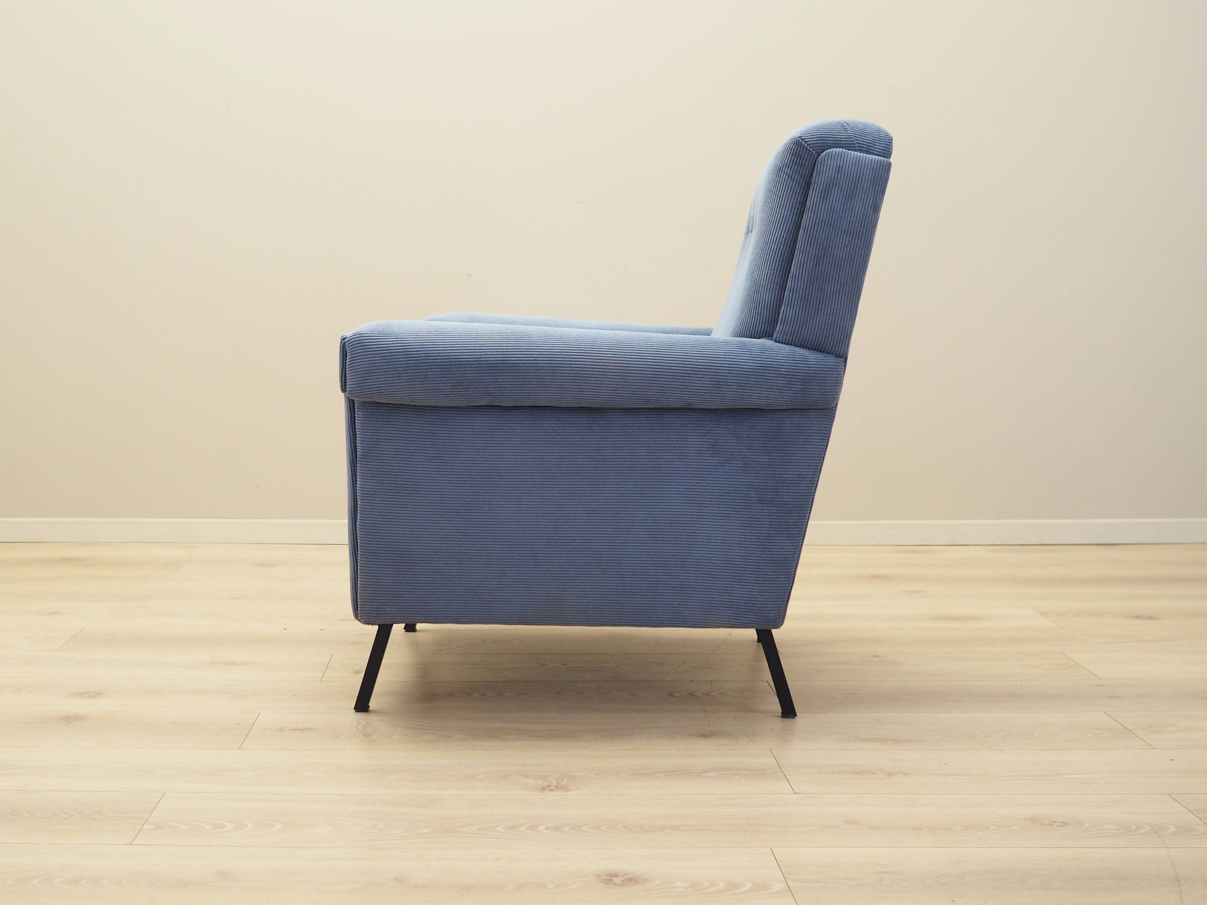 Blue armchair, Italian design, 1970s, production: Italy