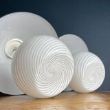 White Murano table lamps, 1970s, set of 2