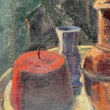 Tableau huile sur toile, nature morte oriental, XXe, huile sur toile, signé, 65x54 cm, sans cadre