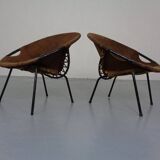 Set of vintage suede lounge chairs from Lusch, Germany, 1960s.
