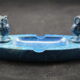 Ashtray in lapis lazuli, cut and polished, OWL/owl, stone