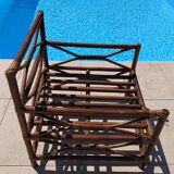 Ensemble salon de jardin une Banquette et un Fauteuil en bois Vintage