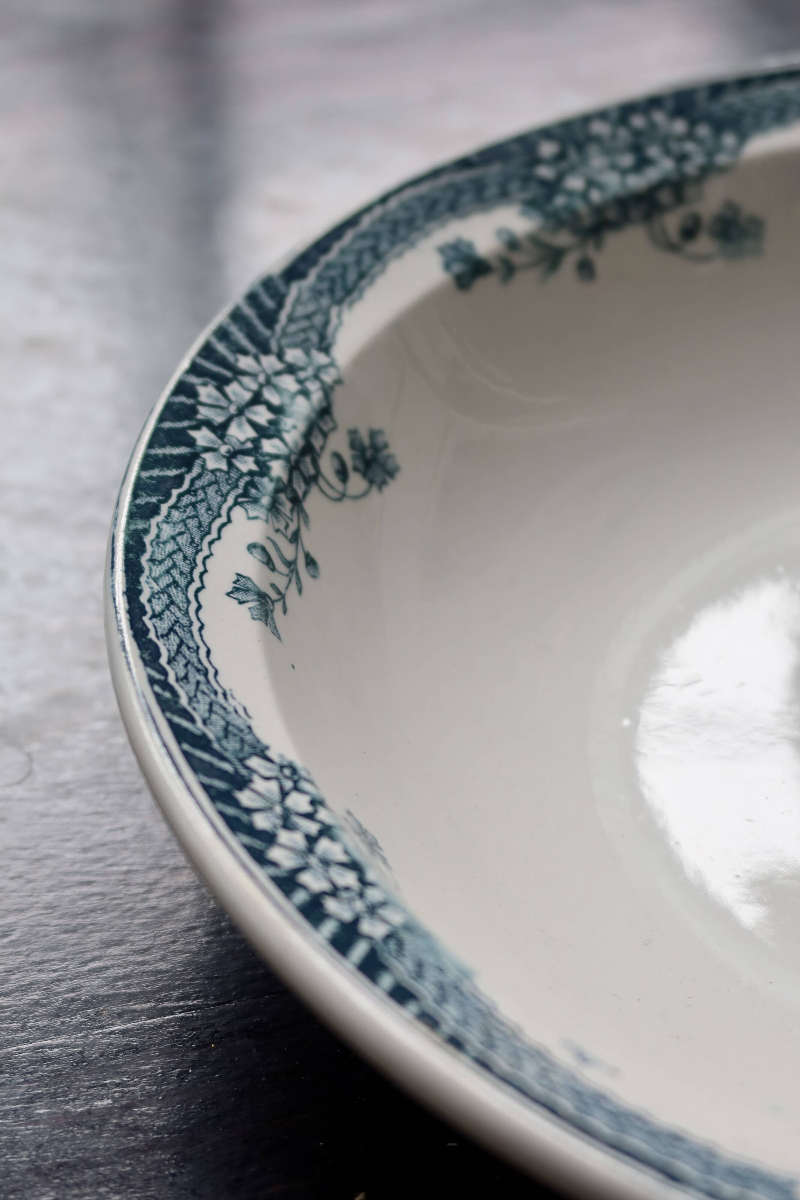 Plat de service rond et creux vintage faïence Saint Amand Nouvelle Usine Cé