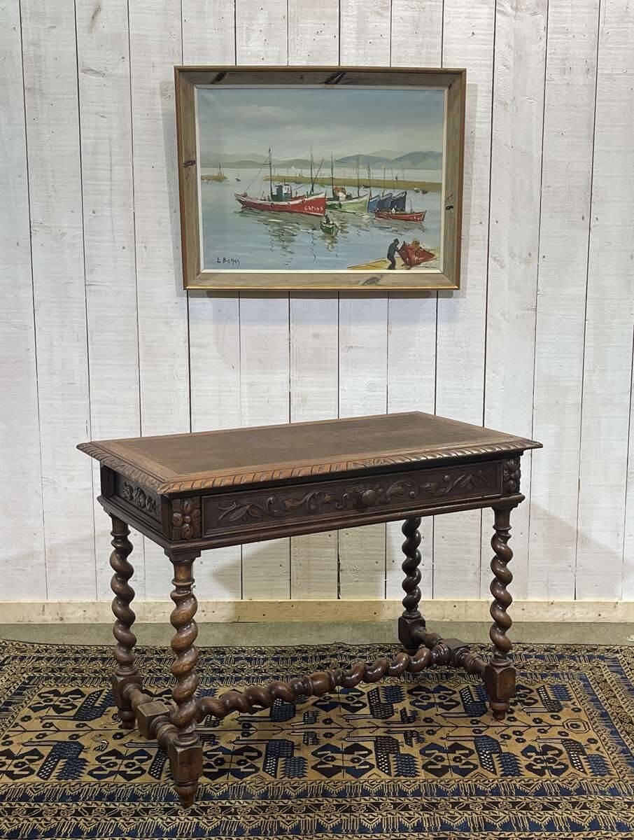 Henry II oak desk table from the early 20th century