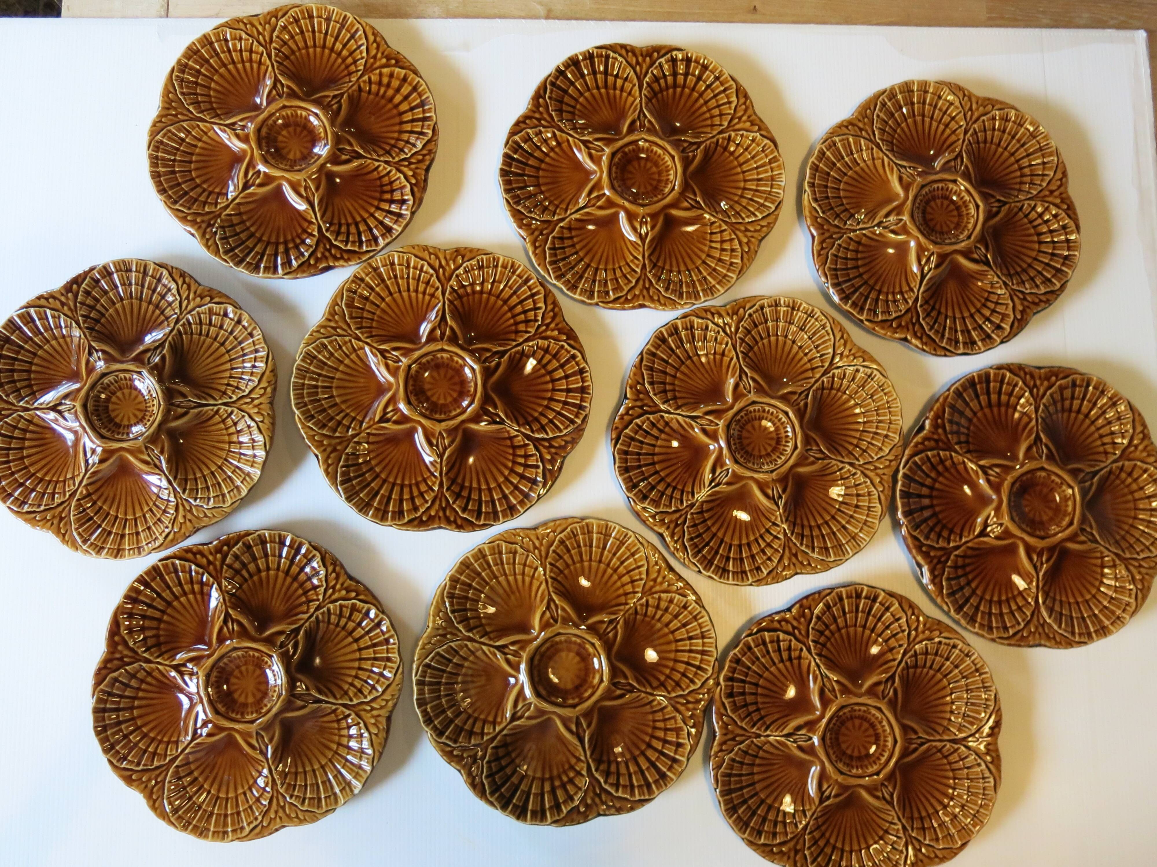 10 Sarreguemines oyster plates in very good condition