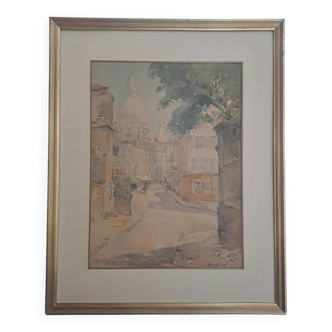 Watercolor signed Jean Nicol "Paris-Montmartre"