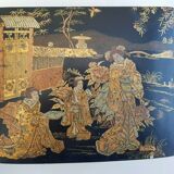 Paire de boîtes à courrier en papier mâché & laque décor japonais chinois XIXème
