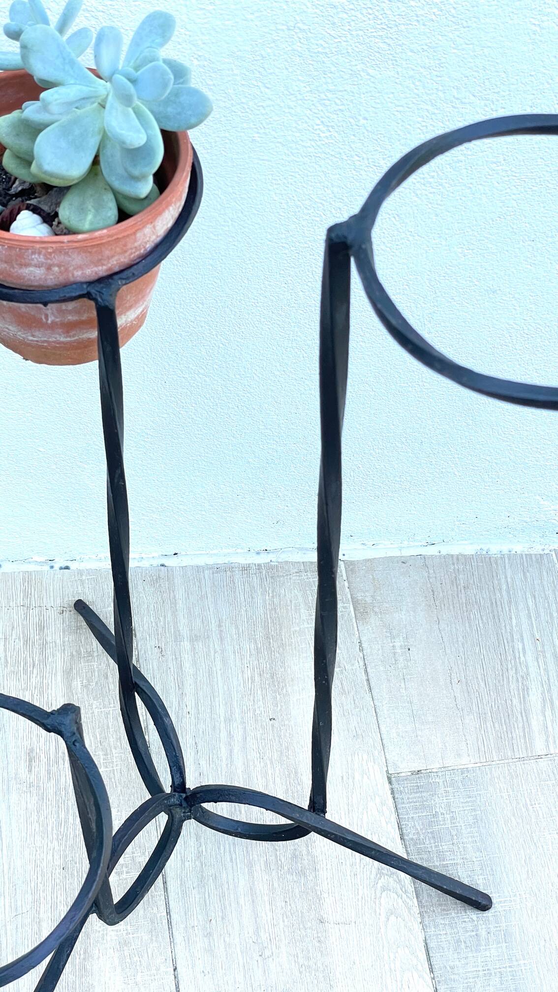 Vintage geometric steel plant holder