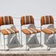Lot 3 chaises tissu vintage, chaise métal chromé, tissu laine orange/marron/beige, rétro