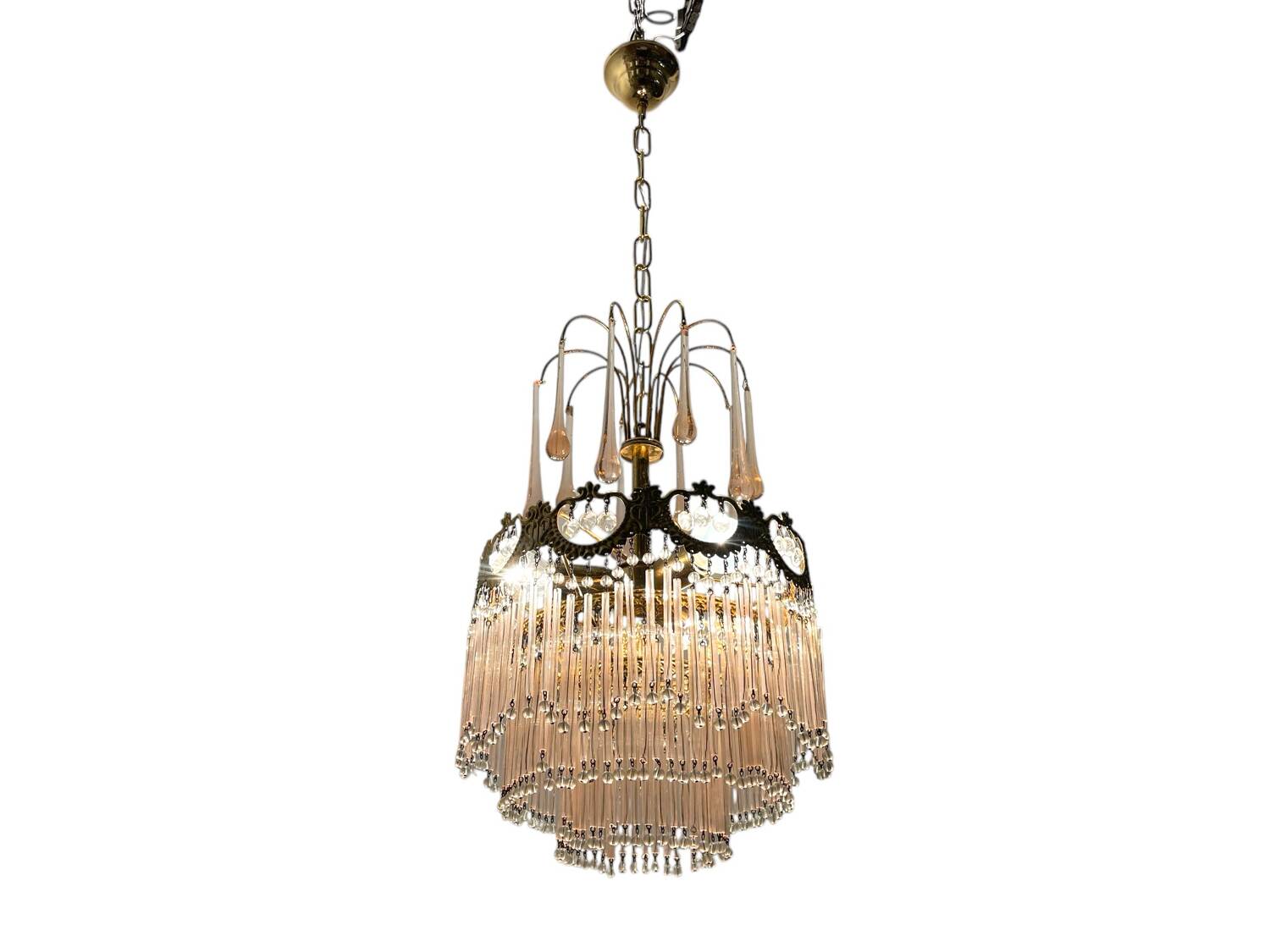 Pink Murano Glass Rod Chandelier