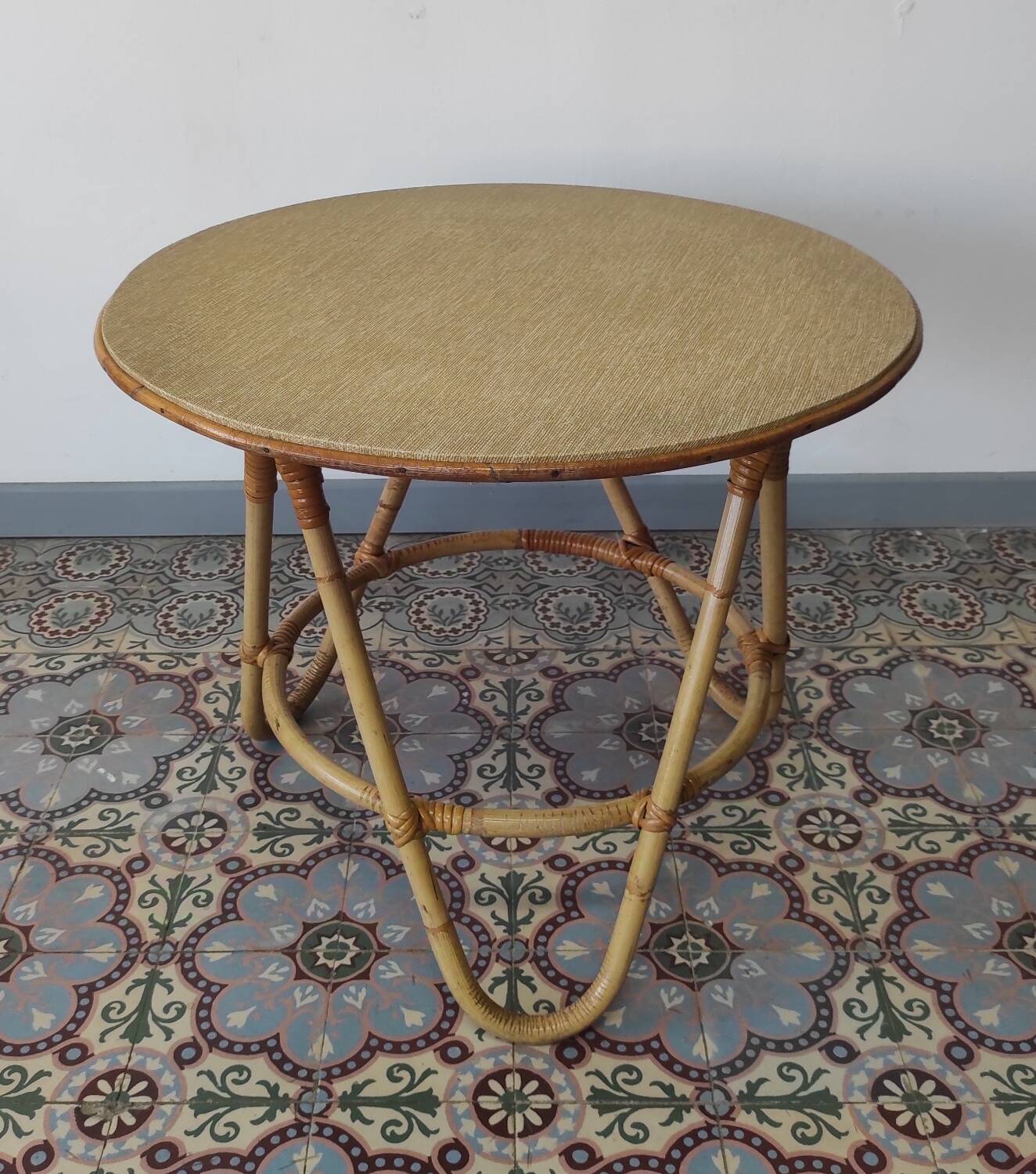 60's rattan coffee table