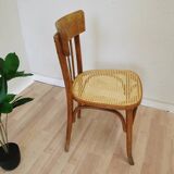 Chaise de salle à manger vintage en rotin : Yougoslavie des années 1970, intérieur bohème