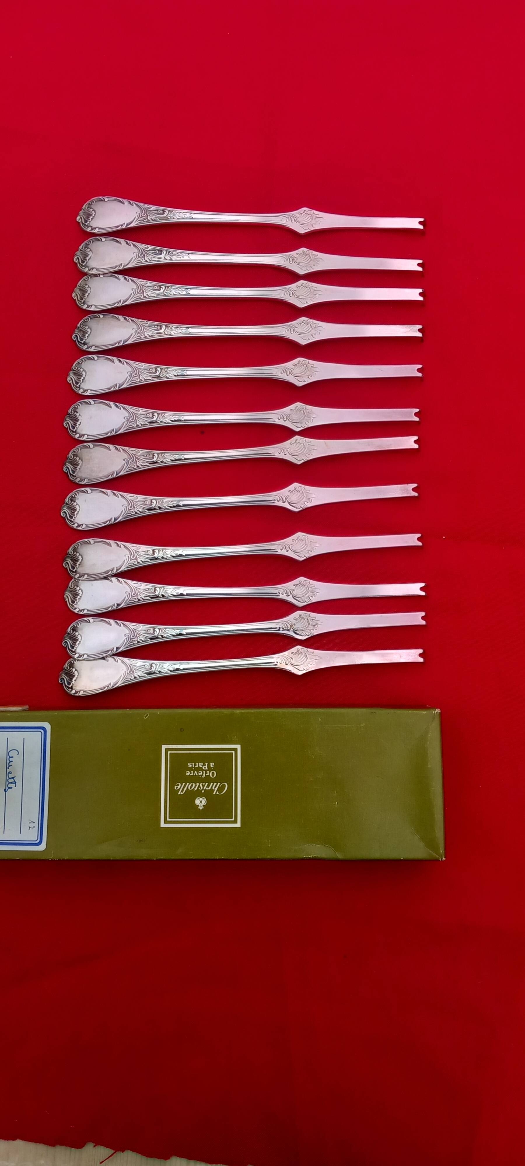 Christofle 12 lobster curettes - marly model - silver metal