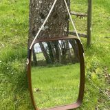 Old scandinavian teak mirror barrel shape vintage 50/60