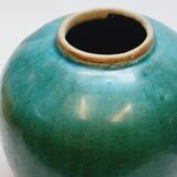 Antique Chinese Ginger Pot 1900 Green Blue Turquoise Enameled Ceramic