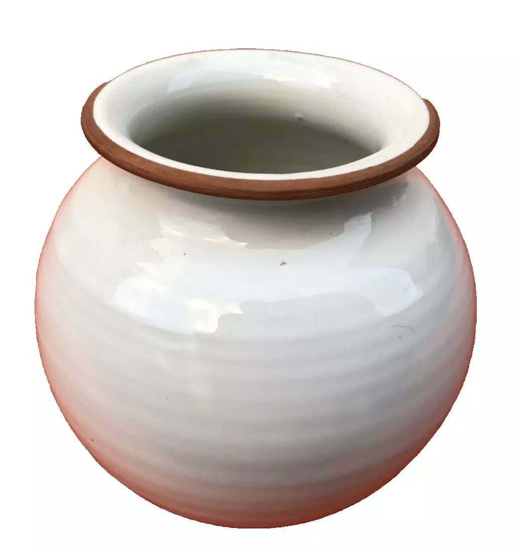 1960s glazed terracotta ball vase
