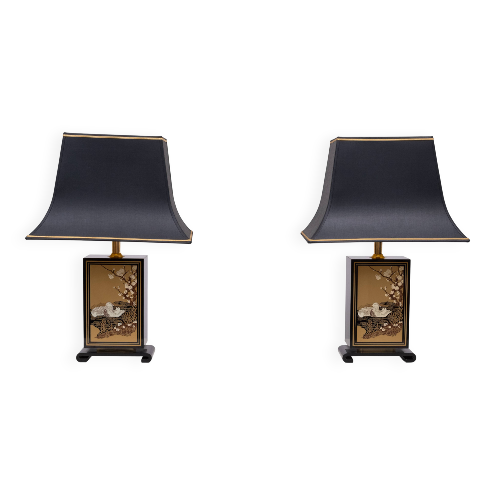 Stunning Maison Le Dauphin Pagode Design Table Lamps France 1970's